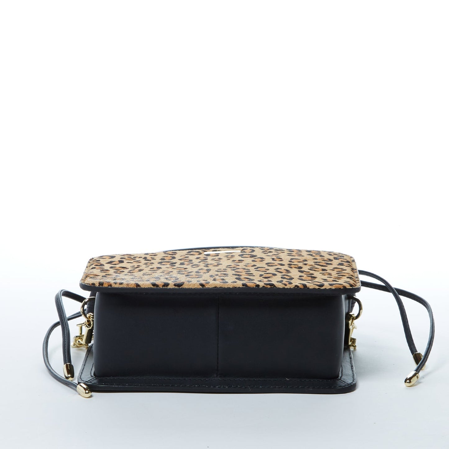 Leather Bucket Bag Leopard Black Purse Drawstring Design Medium Bag