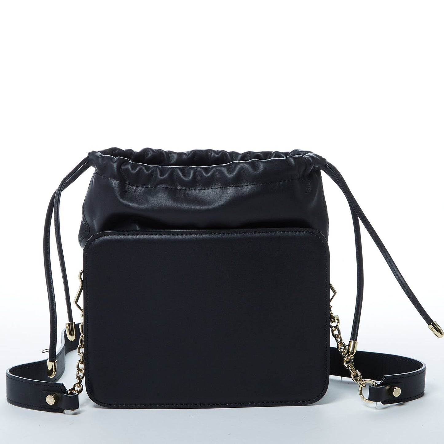 Leather Bucket Bag Leopard Black Purse Drawstring Design Medium Bag