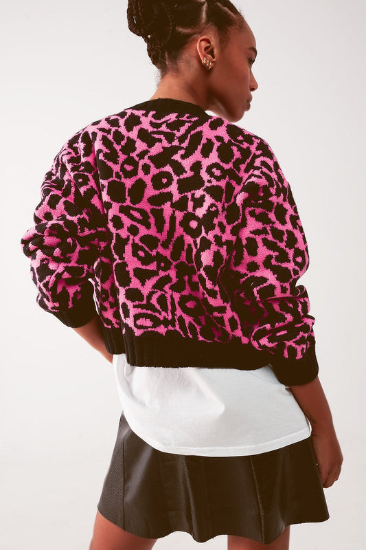 Cardi in Fuchsia Leopard Print
