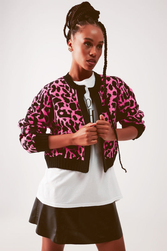 Cardi in Fuchsia Leopard Print